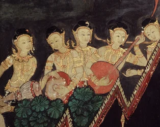 Detail van hemelse muzikanten